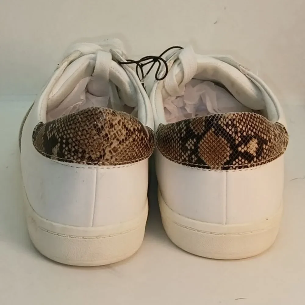 West Loop Women's White and Gold Glitter Sneakers